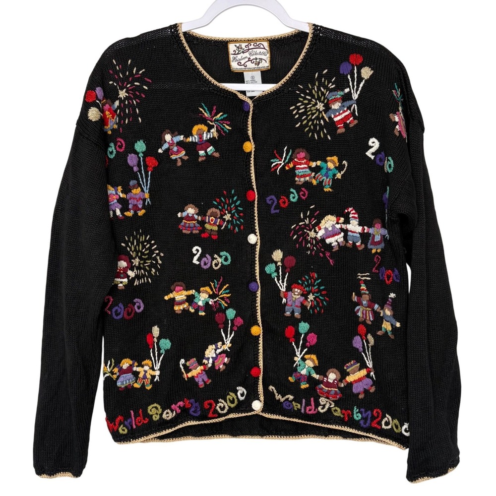 Vtg 90s Heirloom Collectibles Millennium 2000 Cardigan S Kidcore Whimsygoth